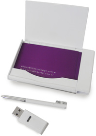 PORTATARJETAS CON USB Y BOLÍGRAFO